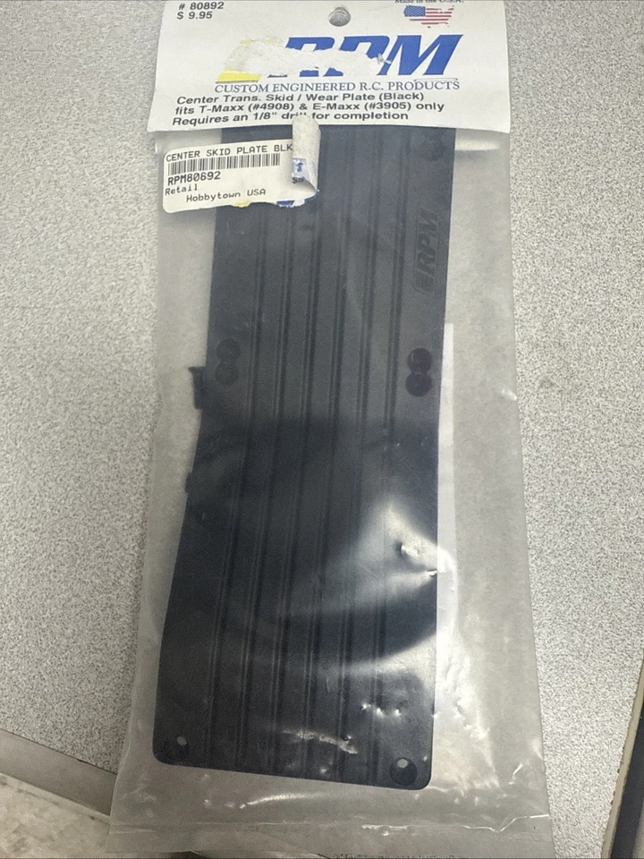 RPM 80892 Center Skid Plate T-Maxx 3.3/E-Maxx Black NEW - Image 1 of 1