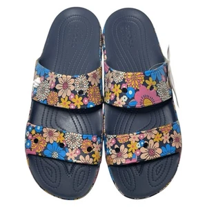 Crocs sandalo classico retrò floreale unisex uomo 13 donna 15 blu navy base nuovo - Foto 1 di 13
