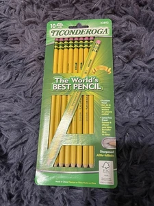 Paquete de 10 lápices TICONDEROGA con estuche de madera preafilado grafito #2 HB amarillo suave - Imagen 1 de 2