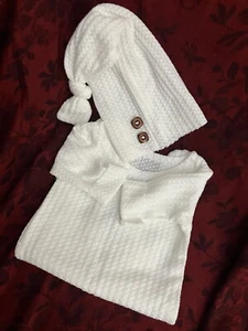 White; 2 Piece Knit Newborn One Piece - Picture 1 of 4