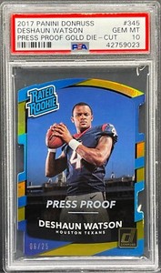 2017 Panini Donruss Deshaun Watson Gold Die-Cut Press Proof #/25 PSA 10 (POP 4)