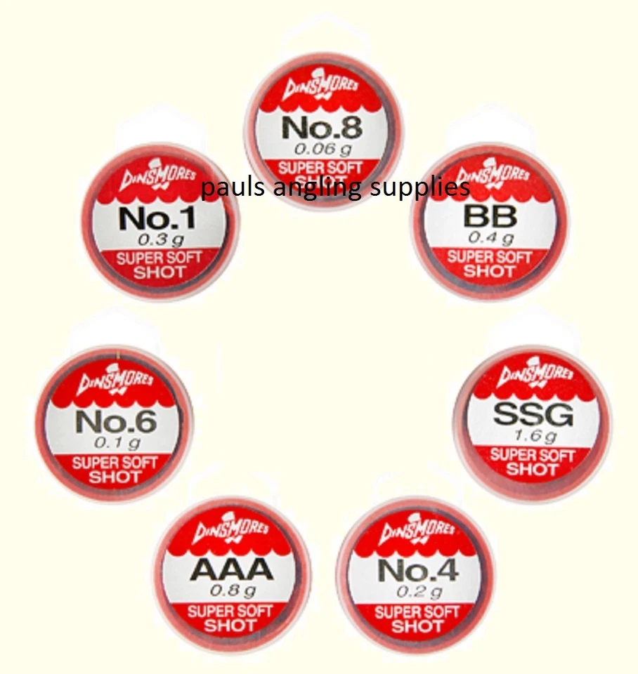 3 x Dinsmore Soft Fishing  Refill Split Shot Tub Assorted Sizes to Choose From  — 第 1/1 张图片
