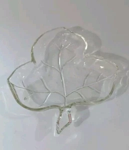 Plato de caramelo de hoja de vidrio transparente vintage, plato de placer - Imagen 1 de 6