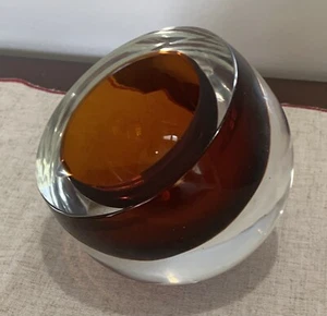 Vintage 1960s MCM Cenedese Murano Glass Summerso Orb Ashtray Signed - Picture 1 of 12