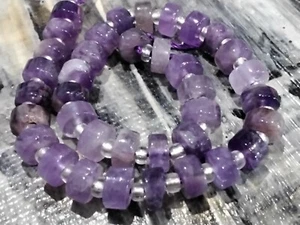 Natural Amethyst Flat Round Heishi, 6-6.5x3-3.5mm, Approx 35-40pce,Free postage. - Bild 1 von 4