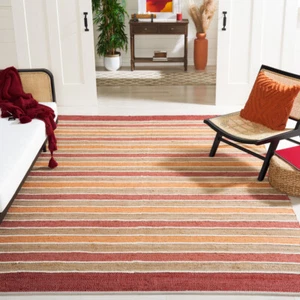 SAFAVIEH Striped Kilim STK316P Handwoven Rust / Red Rug - Picture 1 of 15