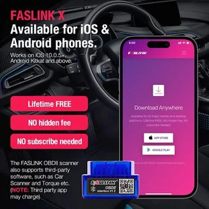 OBD2 Adaptador Bluetooth Escáner de Diagnóstico Automático para iOS y Android FASLINK X1 V1.5 - Imagen 1 de 8