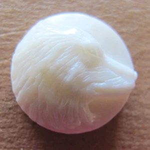 Profilo lupo intagliato in osso di mucca MS Artisan 20 mm senza foro Bali commercio equo e solidale - Foto 1 di 3