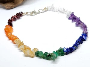 Chakra Bracelet Anxiety Relief Crystal Gemstone Stress Gem Reiki Healing & Bag - Picture 1 of 17