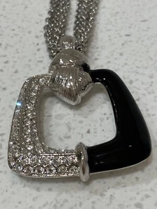 NOLAN MILLER Glamour Co. Black & Rhinestone Pendant 5 Strand Statement Necklace - Picture 1 of 24