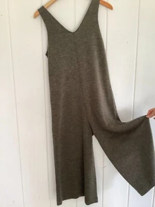 Roolee JumpSuit Romper Wide Leg SMALL Lagenlook Olive-Gray Cottagecore Cozy EUC - Picture 1 of 6
