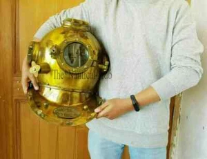 18" Divers Helmet Diving Helmet U.S Navy Mark V Deep Sea Antique Scuba Vintage - Picture 1 of 4