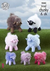 King Cole Tinsel Chunky Knitting Pattern - 9080 Toy Sheep