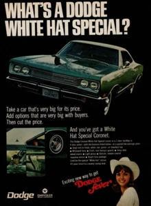 1969 Vintage Print Ad What's a Dodge Coronet White Hat Special Joan Parker Fever - Picture 1 of 2