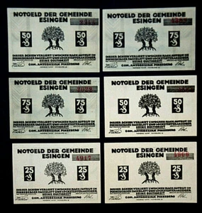 46464 Geldschein Notgeld Gemeinde Esingen Bäume Friesische Trachten 6 Scheine - Bild 1 von 2