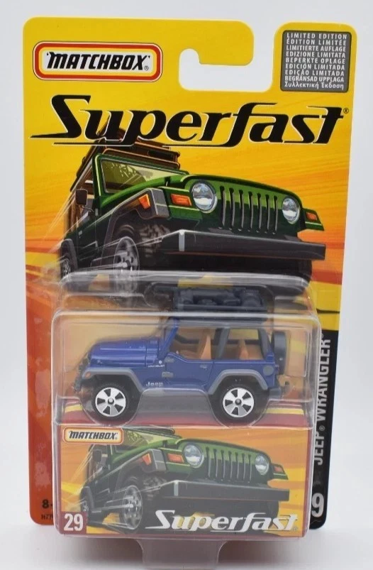 Matchbox New Superfast #29 Jeep Wrangler blu. Blister. Limited 8000 - Immagine 1 di 1
