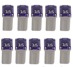 Paquete de 10 fusibles MAXI soplado lento micro hembra serie 15 amperios gris estándar código de color - Imagen 1 de 4