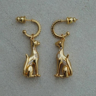 14K Gold Plated Egyptian Cat Fashion Charms Octopus Drop Dangle Hoop Earrings - Image 1 of 4