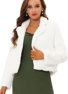 Chaqueta corta bolero Allegra K para mujer blanca de piel sintética talla XS NUEVA CON ETIQUETAS - Imagen 1 de 4
