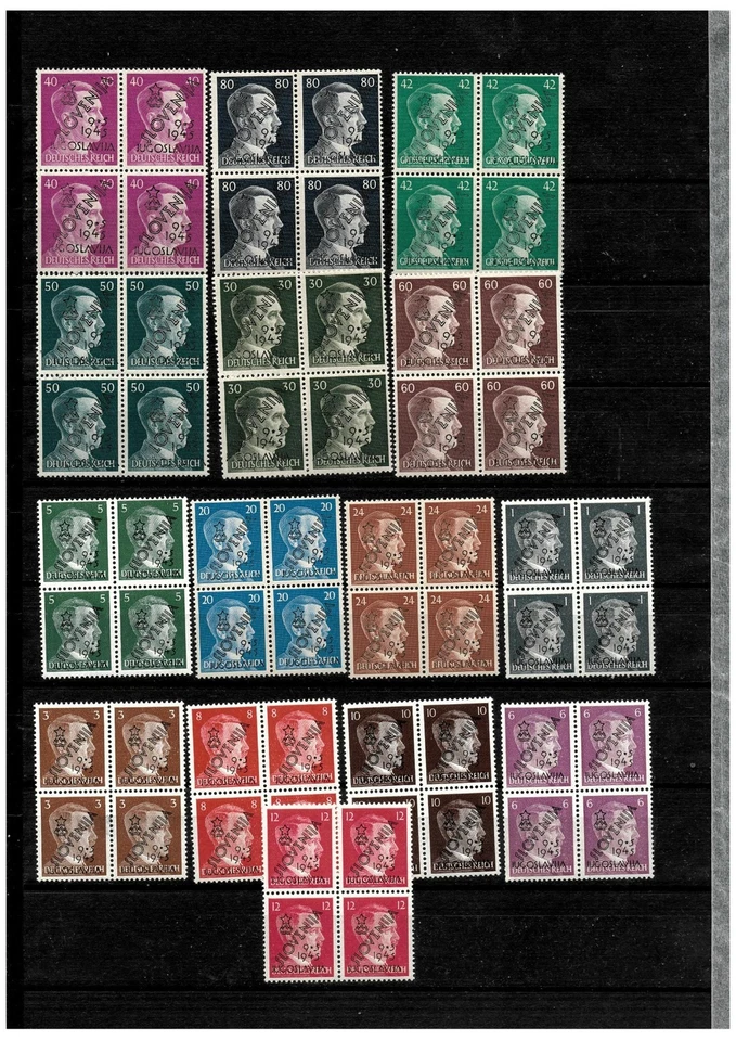 Iugoslávia 1945. Lote de troncos Maribor em bloco de quatro MNH, veja descrição - Imagem 1 de 1