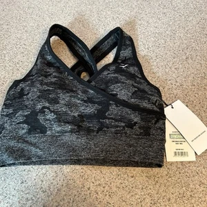 Gymshark Adapt Camo Seamless Sports Bra Gray Black Size Small - Picture 1 of 7