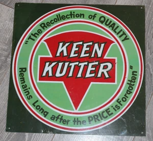 Cartel publicitario vintage de metal KEEN KUTTER usado. 11-3/4" cuadrado - Imagen 1 de 5