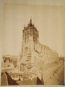 PHOTO Ulm Cathédrale 24X30cm 1880 étiquette MONTBRUN / Verlag - Picture 1 of 2