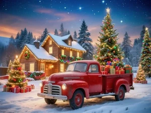 Kits de arte de diamantes de Navidad para adultos principiantes, pintura de diamantes de camión de Navidad - Imagen 1 de 5