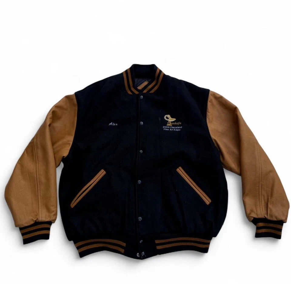 Chaqueta de bombardero universitaria vintage 2000’s GAME Sportswear para hombre 2XL - cuero genuino Foto 1 de 4