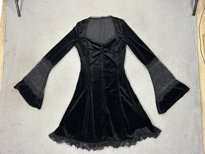 Gothic Velvet Dress Womens Small Lace Bell Witchy Dark Fairy Whimsigoth Goth Y2K - Image 1 of 4