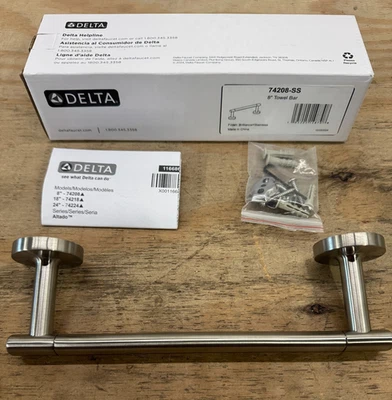 Barra de toallas Delta 74208-SS Altado 8", acero inoxidable brillante *LEER* Foto 1 de 4