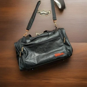 Vintage Wilson schwarz Durahide Leder 20" Seesack Tragen über Nacht Reisen Fitnessstudio schön - Bild 1 von 19