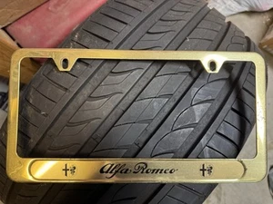 ๐ฅ Alfa Romeo License Plate Frame Metal OEM Brass Quadrifoglio Gtam โผ๏ธ๐ - Picture 1 of 2