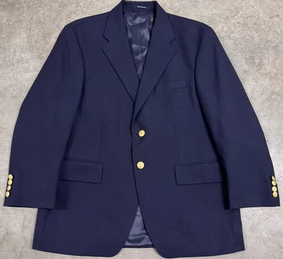 Chaps Ralph Lauren Blazer Jacket Sz 42s Navy Gold Button Wool Sport Coat Vintage - Image 1 of 4