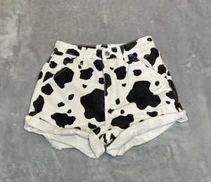 Pacsun Womens Cow Print Carpenter 90s Boyfriend Cut Off Shorts Size 26 - Picture 1 of 9