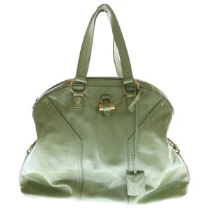 Yves Saint Laurent Muse Patent Leather Enamel Handbag Green Women 153959 Used a4 - Picture 1 of 6