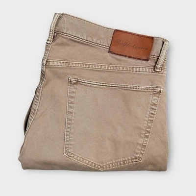 Мужские джинсы Ralph Lauren Purple Label 36x34 Actual 36x33 желтовато-коричневые хаки Slim Fit - Изображение 1 из 4