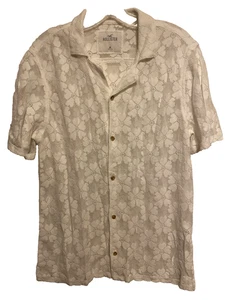 Hollister Herren Medium weiß Blumen Häkel offen Strick Knopfleiste Pullover neu ohne Etikett - Bild 1 von 7