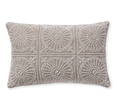Serena & Lily Porto French Knot Pillow Cover  12”x18” Natural Sand Mink - Image 1 of 3