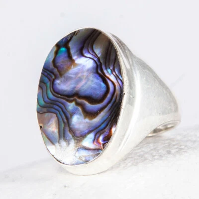 Wunderschöner, großer Silber Ring, 925, Siegel, schimmerndes Perlmutt, Gr. 59 - Bild 1 von 4