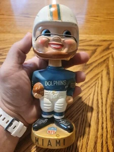 1960's Miami Dolphins Gold Base Nodder Bobblehead Vintage - Picture 1 of 7