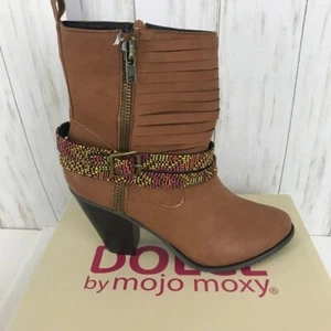 Dolce by Mojo Moxy Bandanna Brown Ankle Boots Size 9 Booties New with Box - Picture 1 of 6