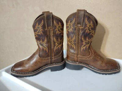 Justin Niños Botas Puntera Cuadrada Buffalo Vamp Unisex Niño/Niña Zapatos Talla 8 1/2D Foto 1 de 4