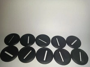 3D Printed BLACK round 30mm BASES slotted slot off center MINIATURE tabletop - Picture 1 of 2