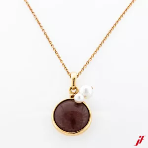 Victor Mayer Pendant 18K Yellow Gold Enamel 2 Acoya Beads 1 Diamond No Chain - Picture 1 of 2