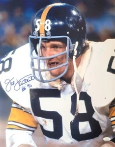 Autographed 16x20 JACK LAMBERT "HOF 90" Pittsburgh Steelers photo JSA Witness - Picture 1 of 1