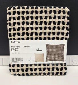 Ikea KUSTFLY Pillow Cushion Cover 20" x 20" Cotton Woven Beige/Black - NEW - Picture 1 of 4