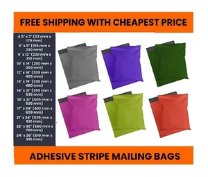 Polythene Mailing Bags Colored Self Seal Tear Resistance Postage Bag - All Sizes - Picture 1 of 52