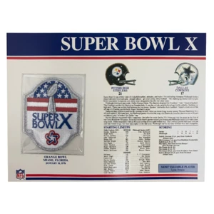 1976 NFL Super Bowl X Logo Willabee & Ward Patch (Dallas Cowboys vs. Pittsburgh - Picture 1 of 2