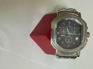 Men's Lucien Piccard Swiss diamond bezel chronograph watch 27084bk - Picture 1 of 6